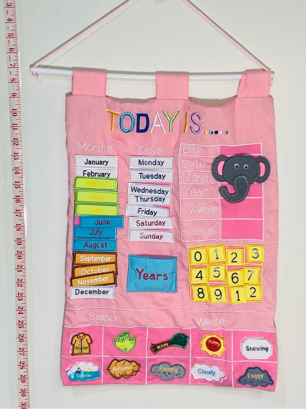 LIKE NEW Circle Time Interactive Pink 'Today Is' Learning Wall Chart